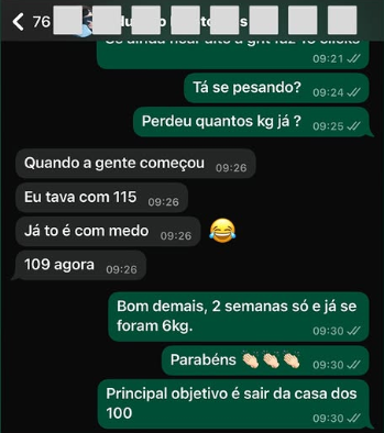 Conversa de WhatsApp com paciente relatando o resultado do tratamento, publicada com autorização (4 de 10)