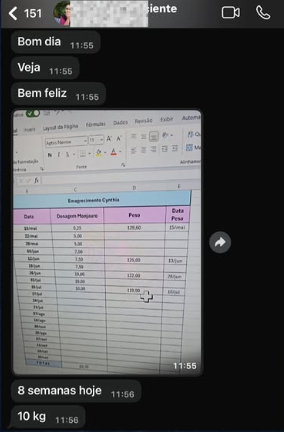 Conversa de WhatsApp com paciente relatando o resultado do tratamento, publicada com autorização (7 de 10)